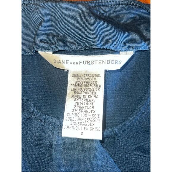 Diane Von Furstenberg Womens 2 Navy Blue Sheath Dress Wool Silk Blend vintage - Picture 11 of 11